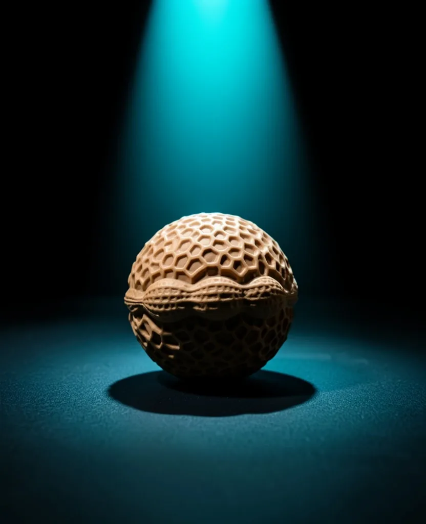 Peanut massage ball under cyan light