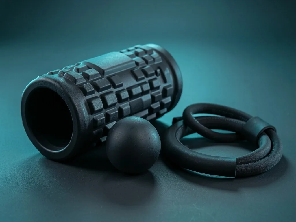 Assorted myofascial release tools on a dark surface