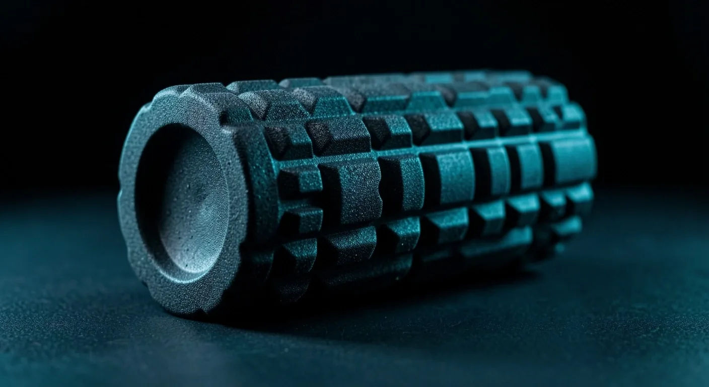 High-density foam roller texture macro shot