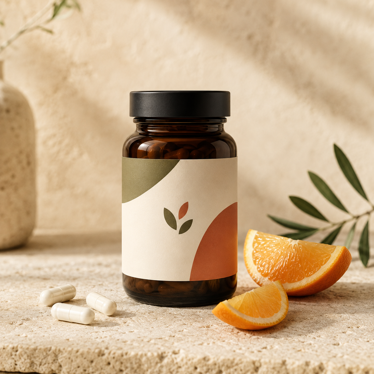 Envase ilustrado de Vitamina C Orgánica